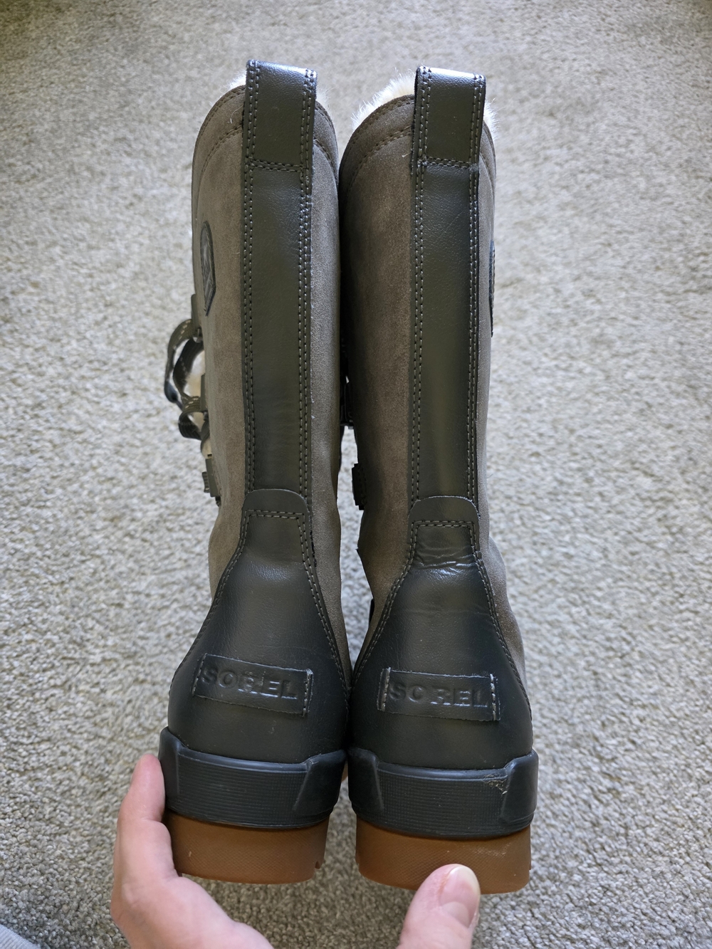 Sorel Gray Lace-Up Faux Fur Winter Boots with Lug Sole - Picture 6 of 7